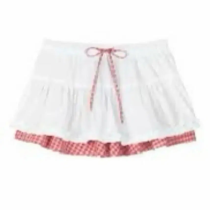 [BUNJANG] Dry Rose Layered Check Skirt / 드라이로즈 레이어드 체크 스커트