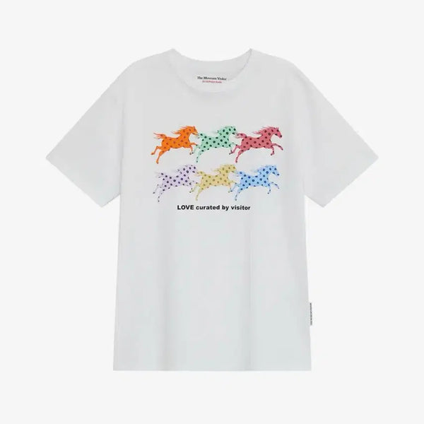 [BUNJANG] The Museum Visitor DOT HORSE GRAPHIC T-SHIRT (WHITE) / 더뮤지엄비지터 DOT HORSE GRAPHIC T-SHIRT (WHITE