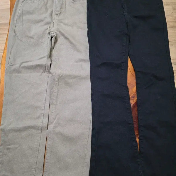 [BUNJANG] Khaki Cotton Pants & Black Bootcut Pants Bundle / 카키바지/블랙 부츠컷 바지 두개일괄