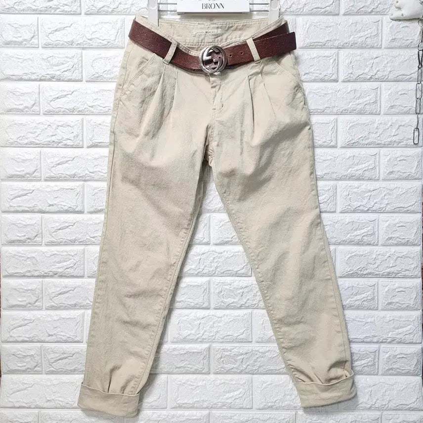 [BUNJANG] Beige Pintuck Cotton Pants / 베이지 핀턱면바지