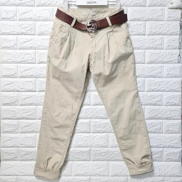 [BUNJANG] Beige Pintuck Cotton Pants / 베이지 핀턱면바지