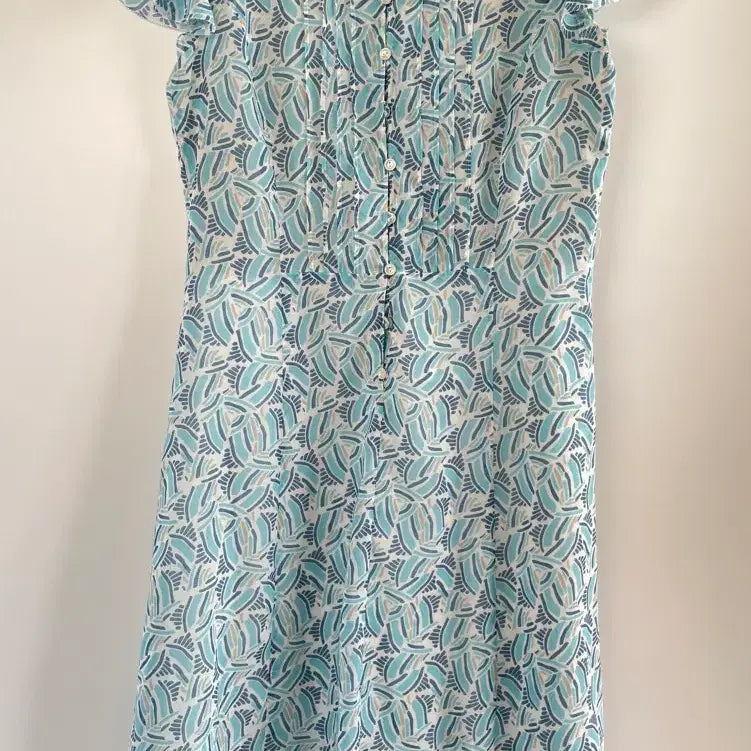 [BUNJANG] Vintage Japanese Abstract Geometric Print Short Sleeve Maxi Dress / [무배] 일본 빈티지 추상 기하학 반팔 롱 원피스