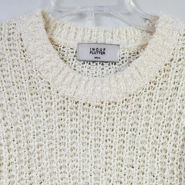 [BUNJANG] Puff Sleeve Boucle Knit Top - Ivory / (F) 퍼프 반팔 소매 부클 니트 아이보리 두번 착용