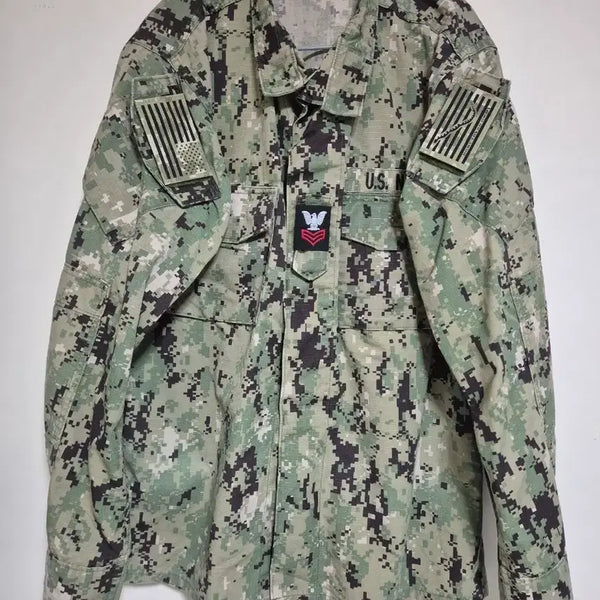 [BUNJANG] US Navy NWU III AOR2 Uniform Top (Medium Long) with Full Patches / 미 해군 NWU III AOR2 군복 상의 풀패치 미디움 롱