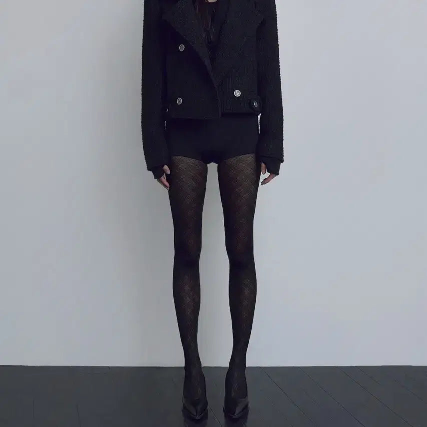 [BUNJANG] Bohemian Seoul Belted Half Coat Tweed Black / 보헤미안서울 벨티드 하프 코트 트위드 블랙