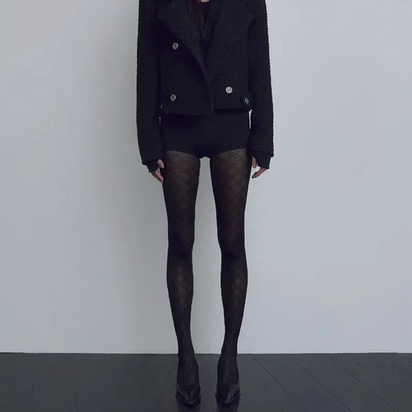 [BUNJANG] Bohemian Seoul Belted Half Coat Tweed Black / 보헤미안서울 벨티드 하프 코트 트위드 블랙