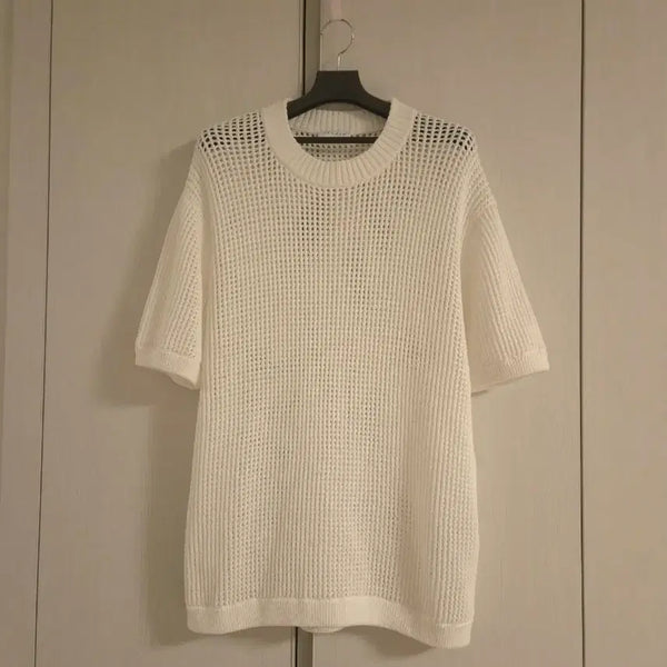 [BUNJANG] Sandro Punching Short Sleeve Knit Top XL / 샨드로펀칭 반팔 니트티