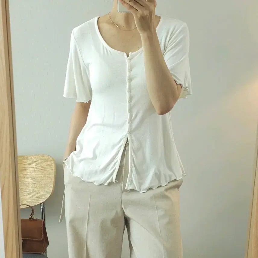 [BUNJANG] Flatper Women's Short Sleeve Flare Cardigan / (F)플랫퍼 여성 반팔 가디건 플레어 J9W4132
