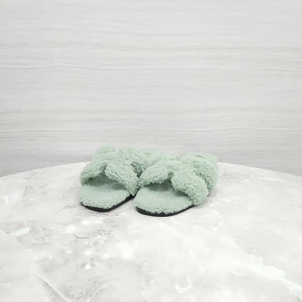 [BUNJANG] Hermes Shearling Oran Sandals Slippers Mint 36.5 / 36.5 / 에르메스 시어링 오란 샌들 슬리퍼 민트