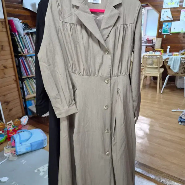 [BUNJANG] Long Shirt Dress - Beige / (새상품) 셔츠 원피스 18000원