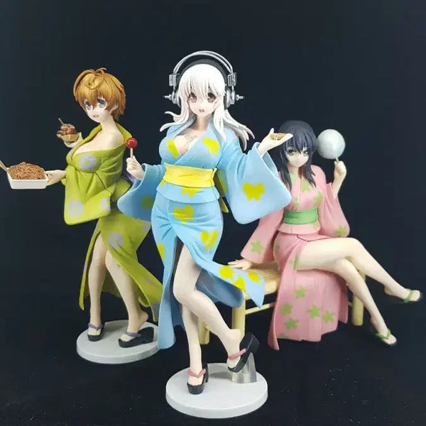[BUNJANG] Super Rare Prizm Super Sonico Yukata 3-Figure Full Set (Opened) / 할인,초레어,피규어,소니코,유카타,풀세트,스즈,후,개봉,정품