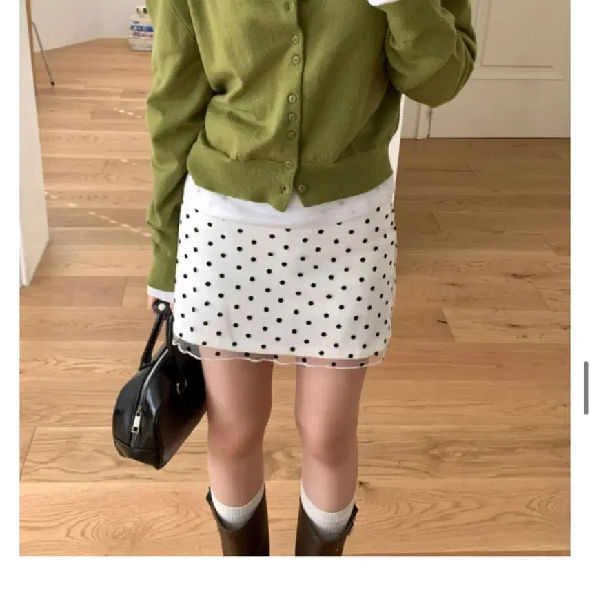[BUNJANG] Underlime Dot Chiffon Skirt White S / 언더라임 도트 쉬폰스커트 새상품 화이트 s