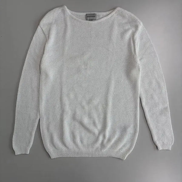 [BUNJANG] Solid Homme Sheer Mesh Knit Sweater White / [정품] 솔리드 옴므 시스루 그물 니트 스웨터 화이트