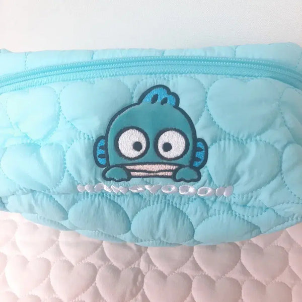 [BUNJANG] Sanrio Hangyodon Quilting Pouch Bag for Cosmetics and Lunch Boxes / 산리오 한교동 퀄팅 손잡이 다용도 화장품 도시락 수납 파우치 가방