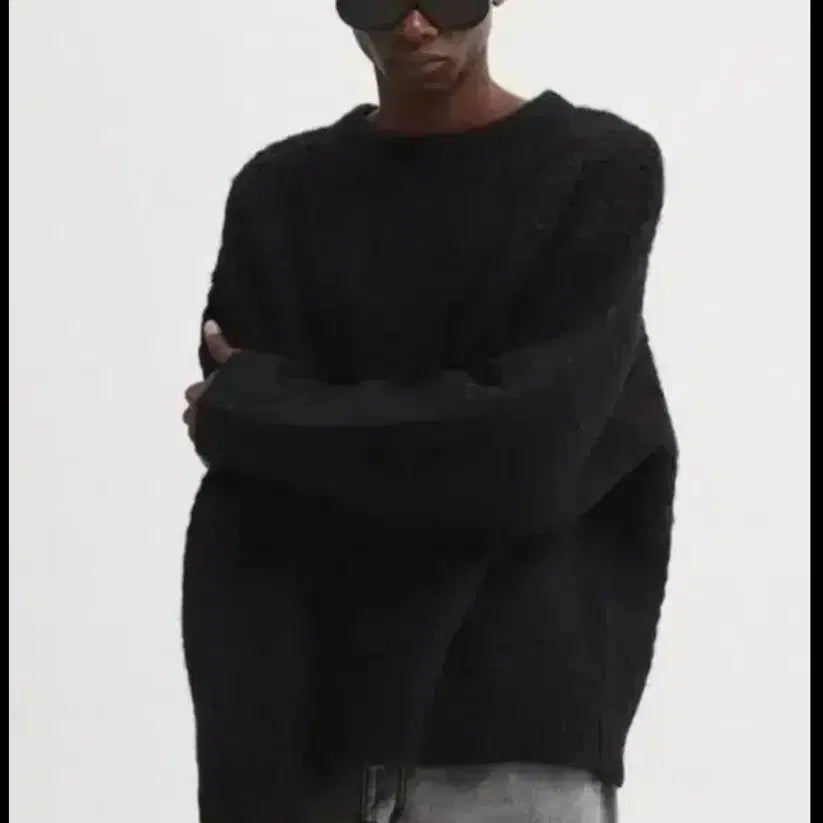 [BUNJANG] D.ANSSER Cable Knit Sweater L Black / 디앤써 dnsr 케이블 니트