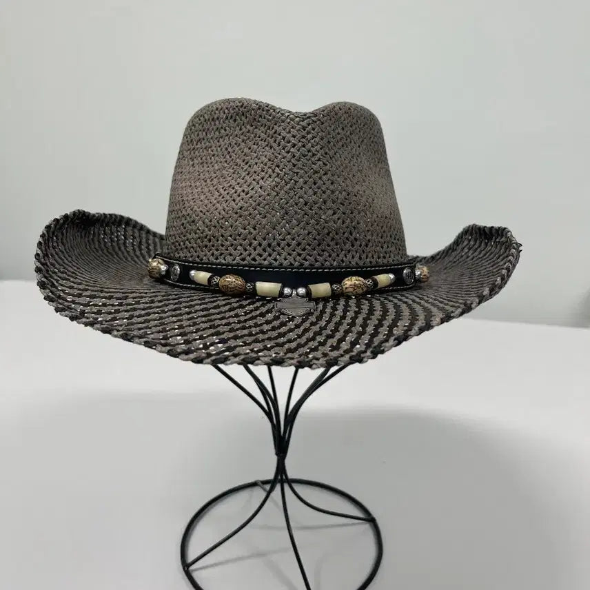 [BUNJANG] Genuine Harley-Davidson Studded Straw Fedora Hat / [정품] 할리데이비슨 매쉬 중절모 스타일 햇