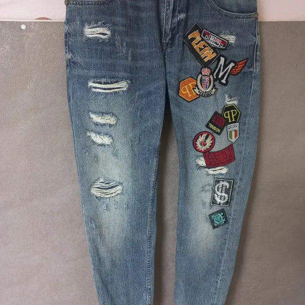 [BUNJANG] Philipp Plein Patch Distressed Denim Jeans Size 31 / 필립플레인 패치 디스트로이드 데님 청바지 31 실측 사이즈