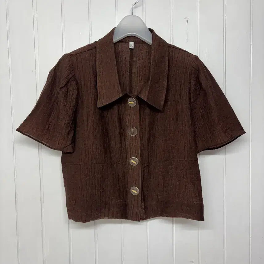 [BUNJANG] ANDMIC Texture Crop Short Sleeve Shirt Women's Free Size / 앤드믹 텍스쳐 크롭 반팔셔츠 여성Free ㅡ0701