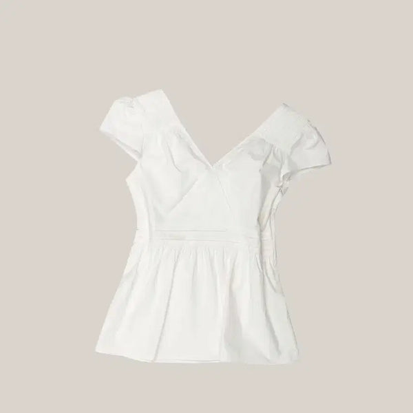 [BUNJANG] Auro Puff Pintuck Blouse White / 아우로 퍼프 핀턱 블라우스 화이트