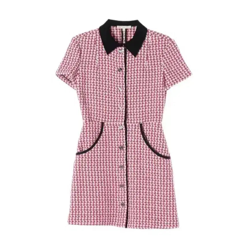 [BUNJANG] Maje Pink Tweed Dress Size 36 / 마쥬 트위드 핑크 블랙 36