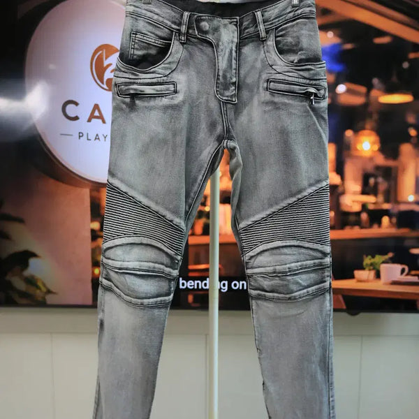 [BUNJANG] Balmain Grey Washed Biker Jeans / 그레이 워싱이 참 괜찮은 발망 바이커진