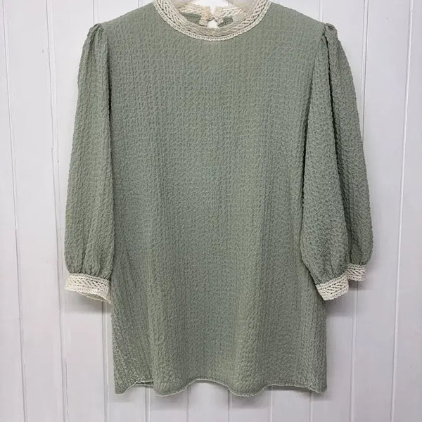 [BUNJANG] The Izzat Wrinkle Lace Blouse Free Size / 더이잗 링클 레이스 블라우스 Free ㅡ0701