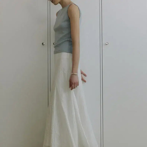 [BUNJANG] L'EUVRE Panel Volume Flare Skirt White / 새상품) 루에브르 플레어 롱스커트 화이트 VolumeFlareSkirt