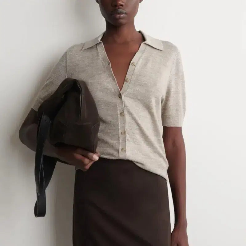 [BUNJANG] COS Knitted Linen Merino Short Sleeve Shirt XS / 코스 cos 니티드 린넨 메리노 쇼트 슬리브 셔츠 xs