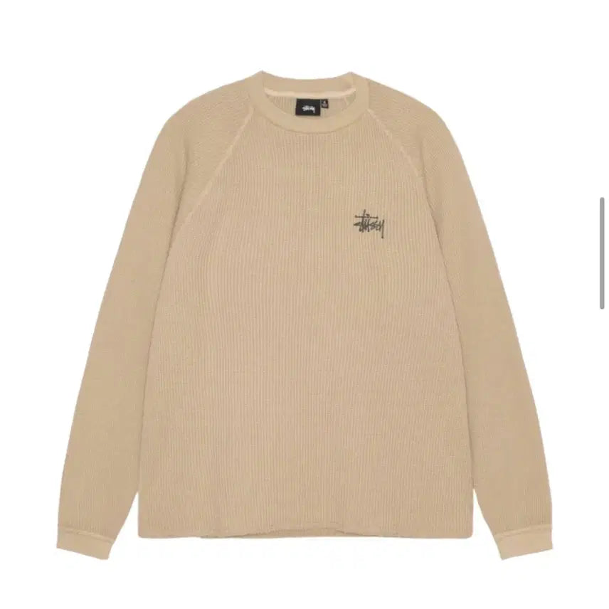 [BUNJANG] Stussy Raglan Thermal Long Sleeve Crew Sand 2XL / [2XL] 스투시 래글런 써멀 롱슬리브 크루 샌드