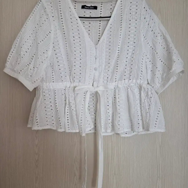 [BUNJANG] Marie Claire Short Sleeve Blouse Size 55 / 마리끌레르 반팔 블라우스 55