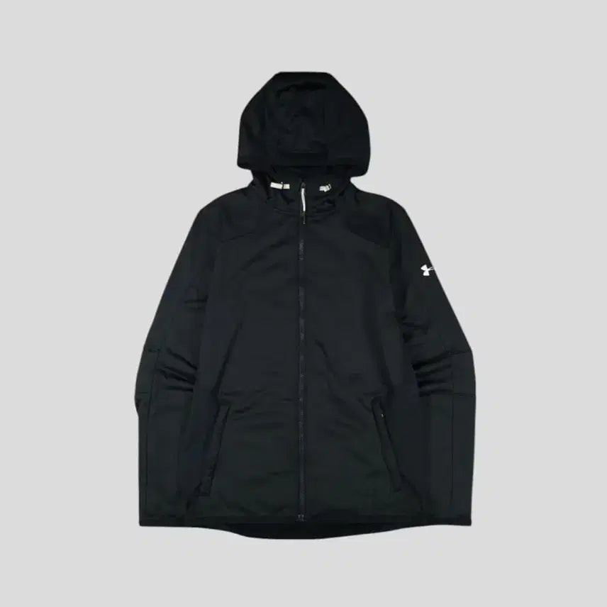 [BUNJANG] Under Armour Black Reflective Logo ColdGear Reactor Fitted Jersey Hoodie / 언더아머 블랙 리플렉티브 로고 콜드기어 리액터 피티드 약기모 져지 후드집