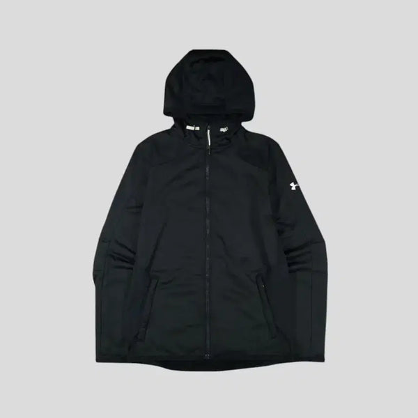 [BUNJANG] Under Armour Black Reflective Logo ColdGear Reactor Fitted Jersey Hoodie / 언더아머 블랙 리플렉티브 로고 콜드기어 리액터 피티드 약기모 져지 후드집