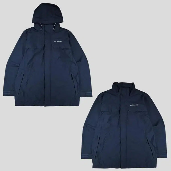 [BUNJANG] Columbia Omni-Tech Navy White Logo Nylon Blend Interchange Jacket / 컬럼비아 콜롬비아 네이비 화이트 로고 옴니테크 인터체인지 나일론블렌드 바