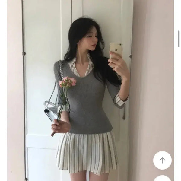 [BUNJANG] Janne Deimi Layered Shirt Dress / 잔느 데이미 레이어드 셔츠 원피스 새상품