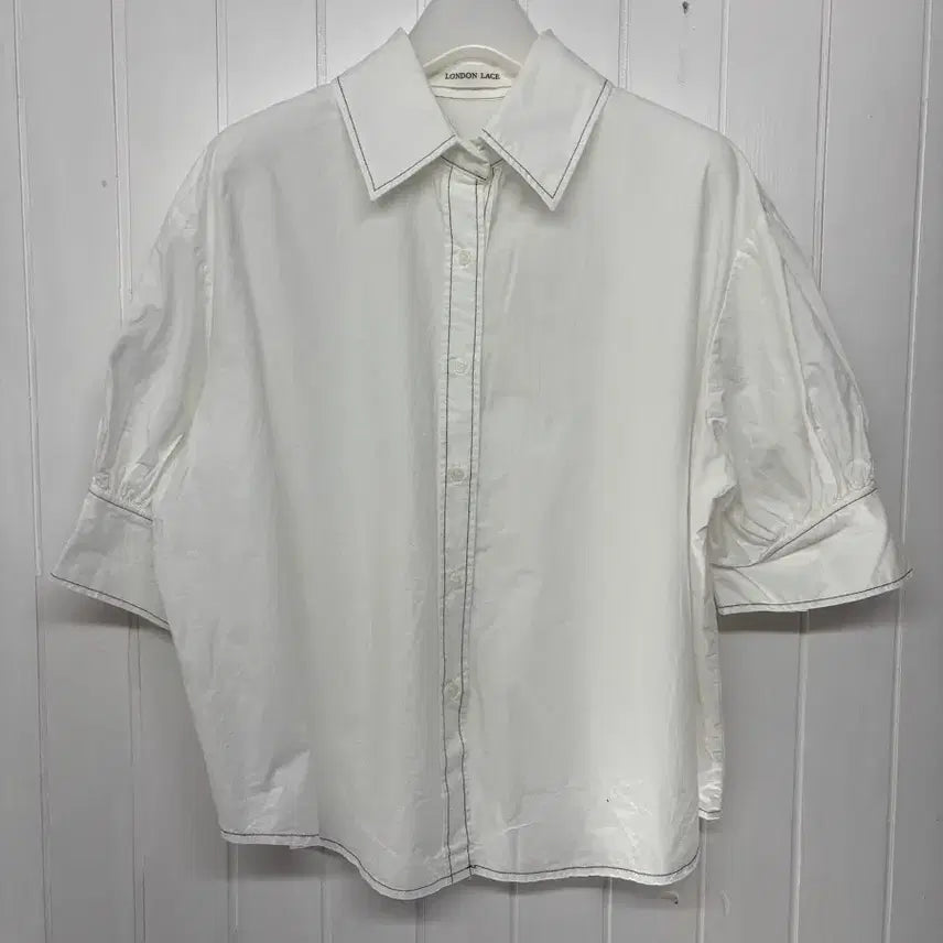 [BUNJANG] London Lace Short Sleeve Shirt White Women's Free Size / 런던레이스 반팔 셔츠 여성66 ㅡ0701