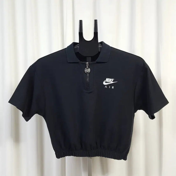 [BUNJANG] Nike Women's Cropped Half-Zip Short-Sleeve T-Shirt L / 23년 나이키 여성 크롭 반집업 반팔티셔츠 L 오일장