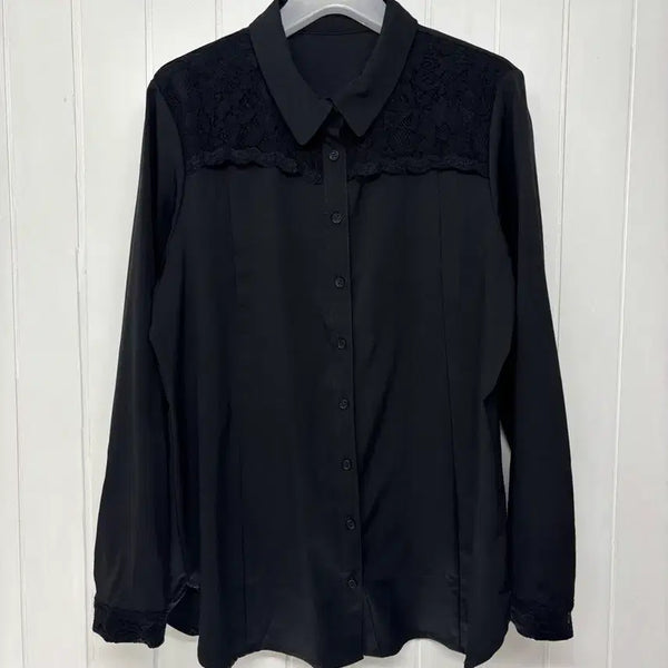 [BUNJANG] Lefer Black Lace Blouse Women's Size 95 / 레페르 블랙 레이스 블라우스 여성95 ㅡ0701