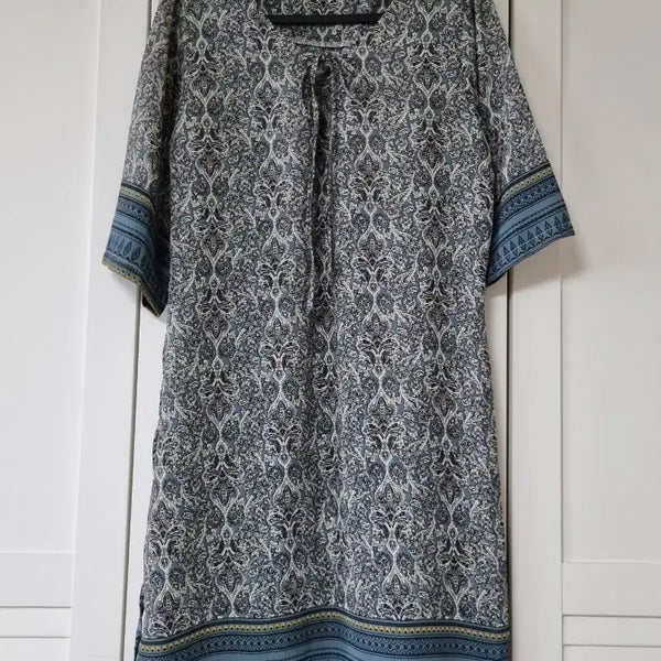 [BUNJANG] Retro Pattern 5-Sleeve Long Blouse Dress / (새옷)에트로무늬 5부소매 롱블라우스(미니원핏)