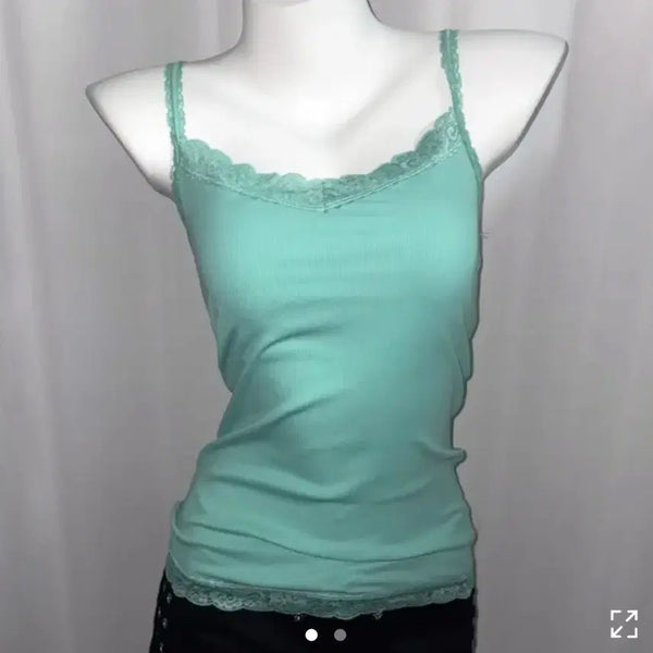 [BUNJANG] Vintage Y2K Mint Lace Camisole / 민트 레이스 나시 빈티지 y2k 갸루나시