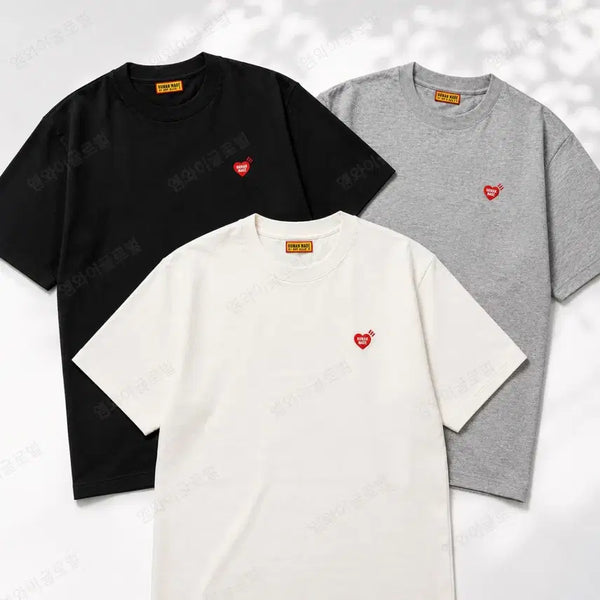 [BUNJANG] Human Made Heart Logo T-Shirt (Black, White, Grey) / 정품/무료배송) 휴먼메이드 하트로고 반팔, 블랙 화이트 그레이