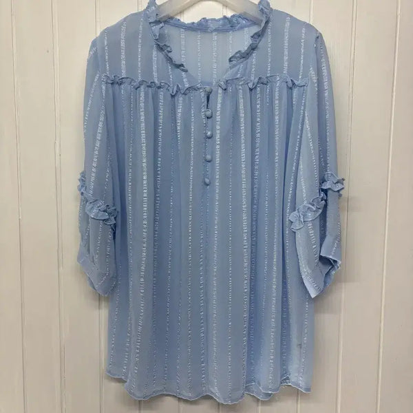 [BUNJANG] AK Sky Blue Lace Blouse - Free Size / AK 하늘색 레이스 블라우스 Free ㅡ0701