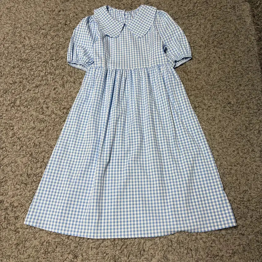 [BUNJANG] Baby Blue Gingham Check Seersucker Dress / 베이비블루 깅엄체크 원피스