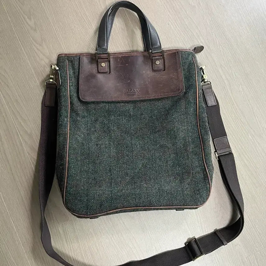 [BUNJANG] Galaxy Lifestyle Men's Tweed and Leather Cross Bag / 갤럭시 라이프 스타일 남성 크로스 백