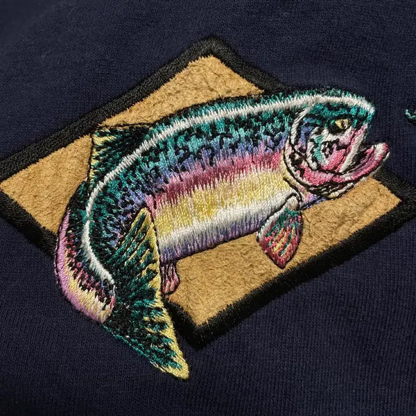 [BUNJANG] Vintage Fish Embroidered Short Sleeve T-Shirt / 빈티지 생선 반팔 티셔츠