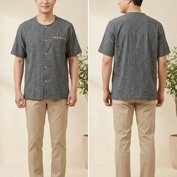 [BUNJANG] Daks Henry Neck Short Sleeve Shirt M (95) / 닥스 닥스 헨리넥 반팔 셔츠 M 95