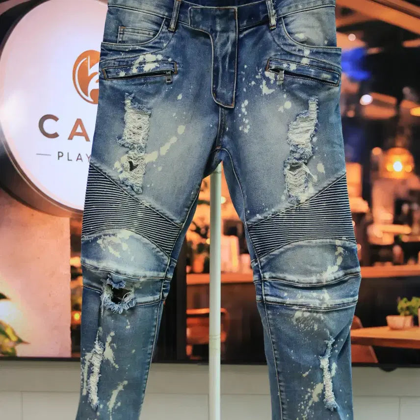 [BUNJANG] Balmain Distressed Biker Denim Jeans / 존재감 확실한 발망 디스트로이드 바이커 데님