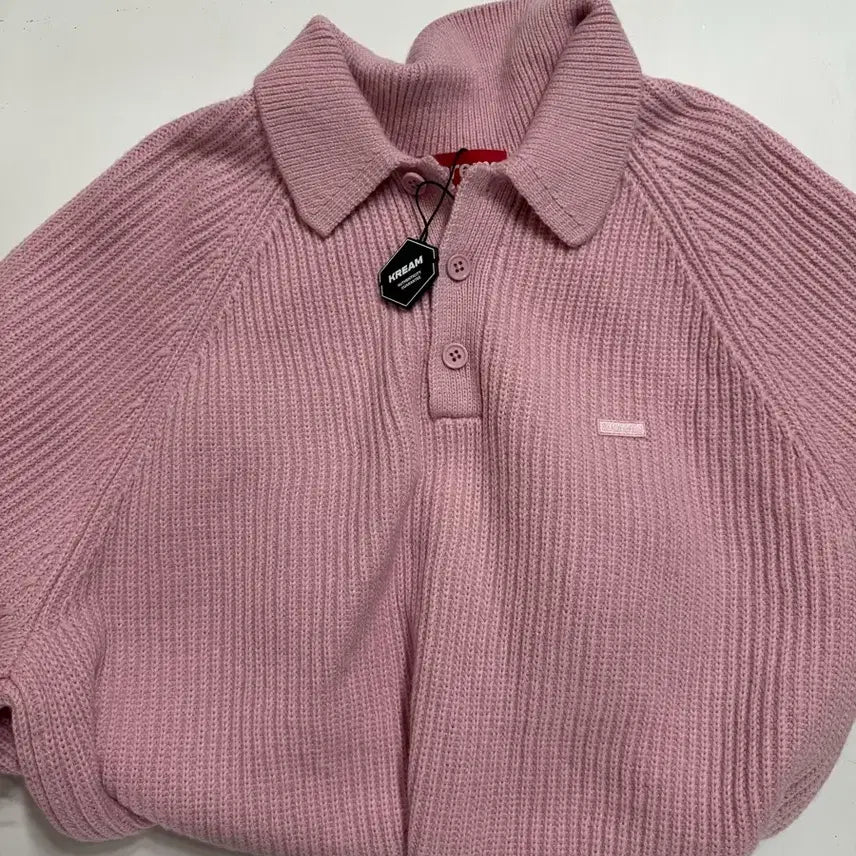 [BUNJANG] Supreme Small Box Polo Knit Pink / 슈프림 스몰박스 폴로 니트 핑크
