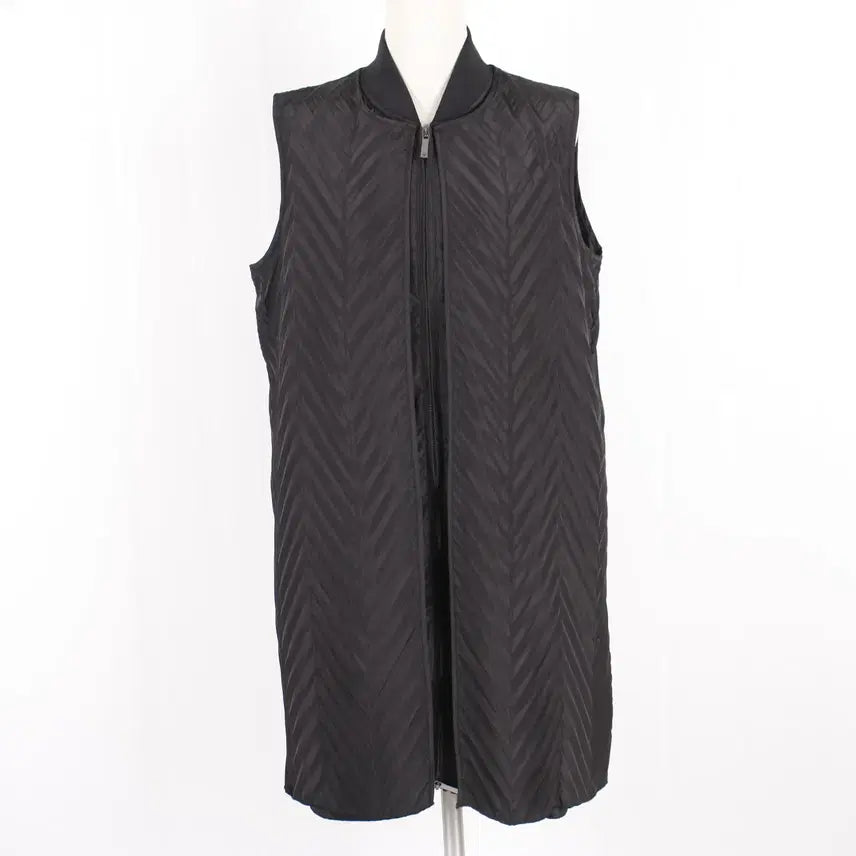 [BUNJANG] Women's Pleated Long Vest Black / 여성 플리츠 주름 롱 조끼