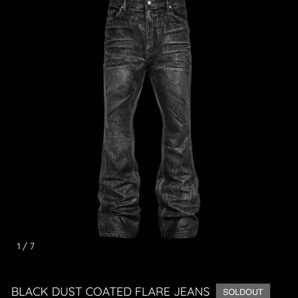 [BUNJANG] Emosstance Club Black Dust Coated Flare Jeans / [2] 에모스탠스클럽 블랙 더스트 코티드 플레어 진