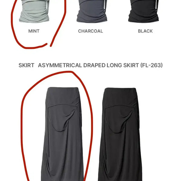 [BUNJANG] Flare-up Bustier + Long Skirt Set (Mint/Dark Grey) / [세트] 플레어업 뷔스티에+롱스커트 (민트/다크그레이)